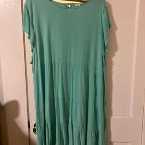 Casual Seafoam Green Women's Empire Waist Dress